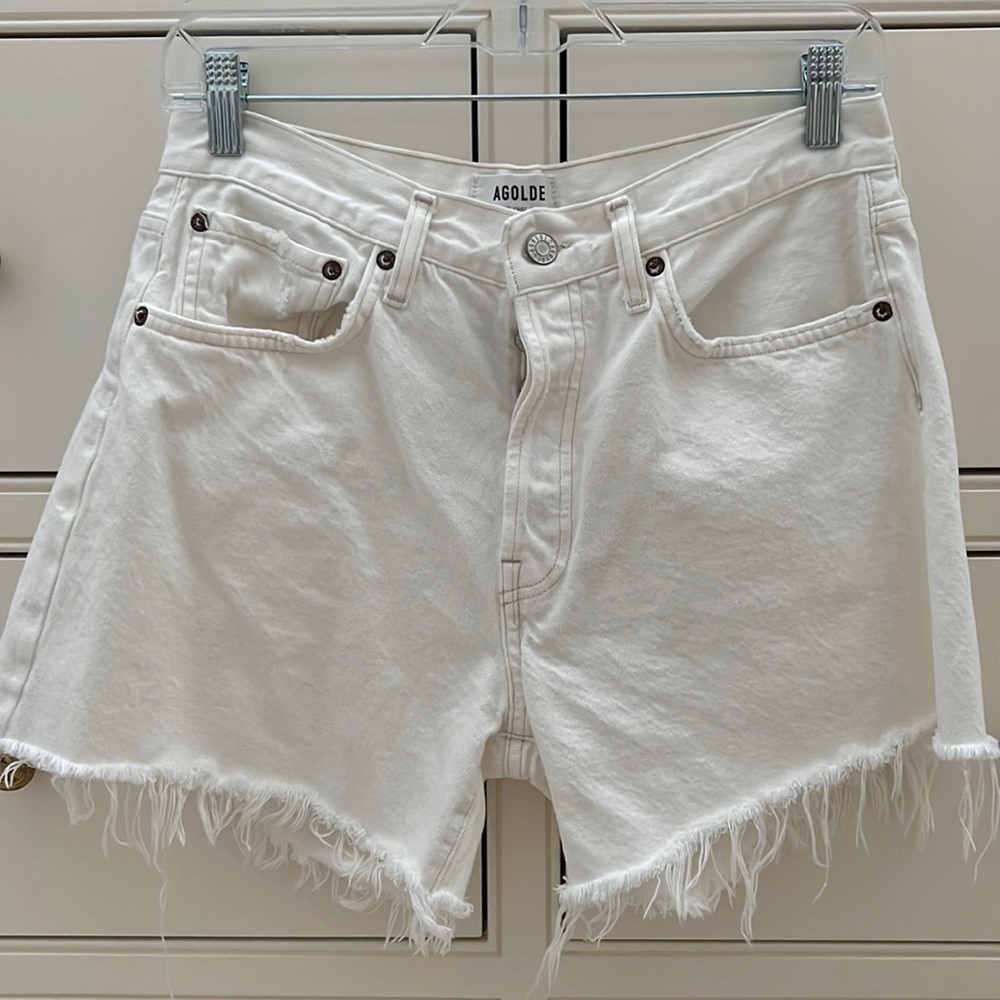 Agolde white cut off jean shorts size 28 excellent condition.